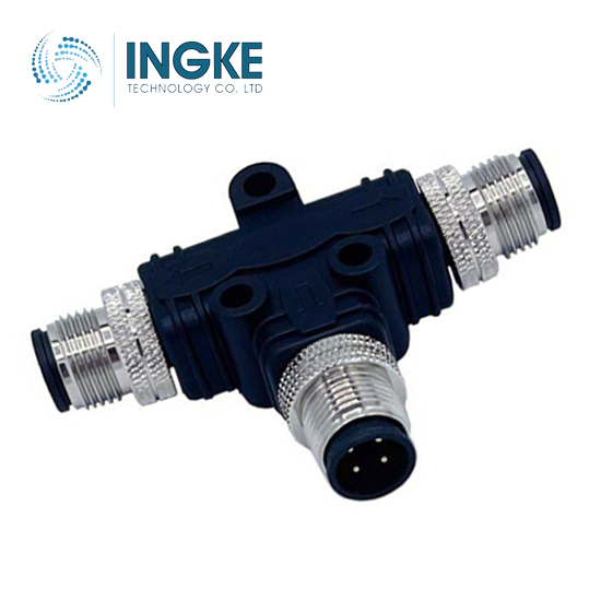 T58-A05-MMMR001 M12 Circular Connector Distributor T-Shaped 5/5 (2) Male Pins/Male Pins (2) Free Hanging (In-Line)