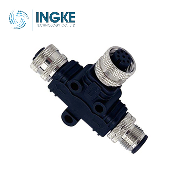 T58-A05-FMFR001 M12 Circular Connector Distributor T-Shaped 5/5 (2) Female Sockets/Female Sockets (1), Male Pins (1) Free Hanging (In-Line)