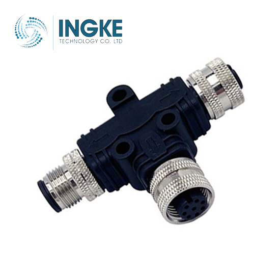 T58-B05-FMFR001 M12 Circular Connector Distributor T-Shaped 5/5 (2) Female Sockets/Female Sockets (1), Male Pins (1) Free Hanging (In-Line)