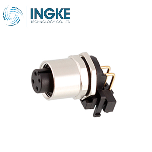 T4145015041-001 M12 Circular Connector Plug 4 Position Female Sockets Panel Mount Right Angle A-Code IP67 Waterproof