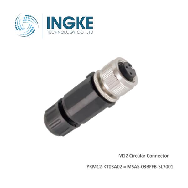 YKM12-KT03A02 Substitute MSAS-03BFFB-SL7001 M12 Connector 3 Position Circular Connector Plug Female Sockets Screw