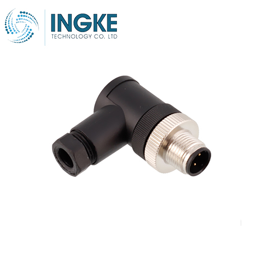 T4113002041-000 M12 Circular Connector Receptacle 4 Position Male Pins Screw Right Angle Waterproof IP67 A-Code