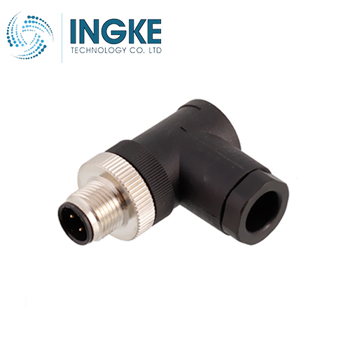 21033193401 M12 Circular Connector Receptacle 4 Position Male Pins Right Angle Waterproof IP67 A-Code