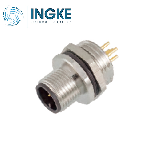 1838893-2 M12 Circular Connector Plug 4 Position Male Pins Panel Mount IP67 Waterproof