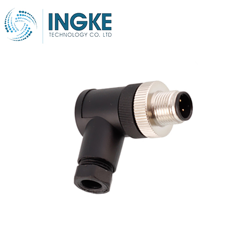 T4113502041-000 M12 Circular Connector Receptacle 4 Position Male Pins Screw Waterproof IP67 Right Angle D-Code