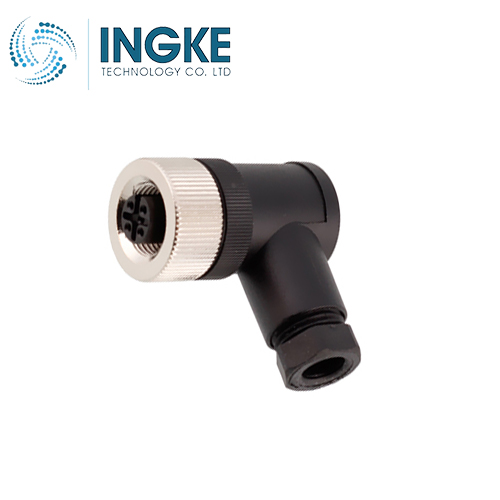 T4112401041-000 M12 Circular Connector Plug 4 Position Female Sockets Screw Right Angle B-Code IP67 Waterproof