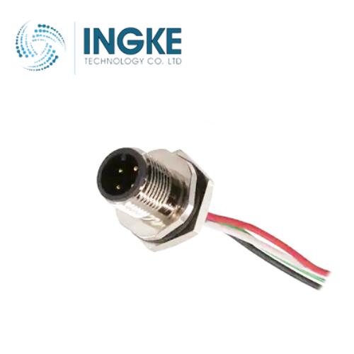 MPM12A04I12AF01 M12 Cable Assembly 4 Position Circular Connector Receptacle Male Pins Panel Mount Wire Leads