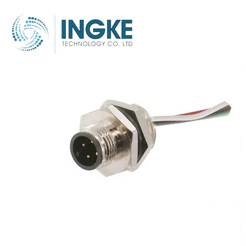 MPM12A04I12CF02 M12 Cable Assembly 4 Position Receptacle Male Pins Panel Mount Male to Wire Unshielded