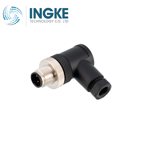 T4113401021-000 M12 Circular Connector Receptacle 2 Position Male Pins Screw Waterproof IP67 B-Code Right Angle
